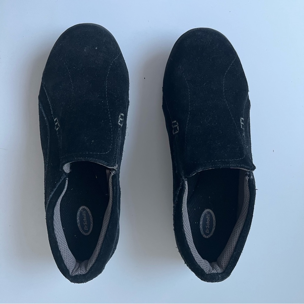 Womens Black Suede Dr Scholls Comfort Sole Loafers Size 6.5